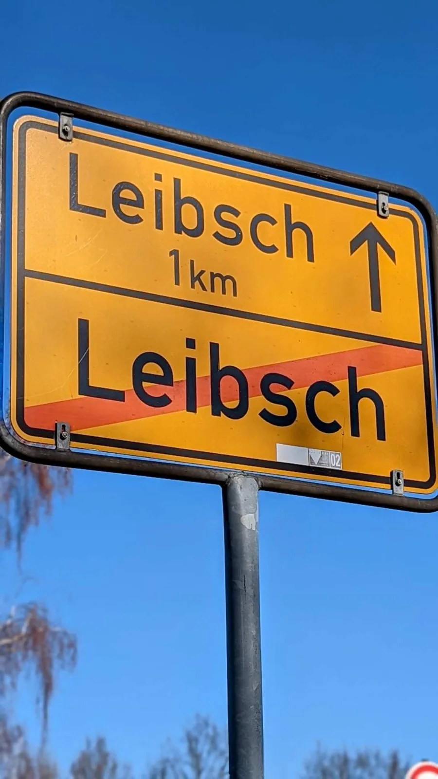 Ortsschild Leibsch am Ortsausgang
