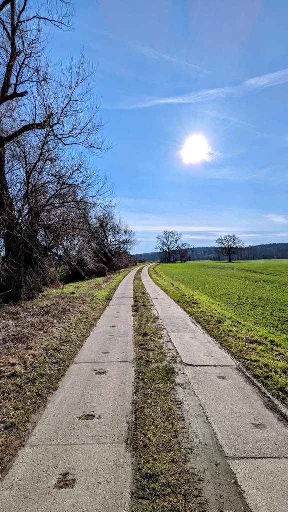 Feldweg aus Betonspurplatten südlich von Jühnsdorf