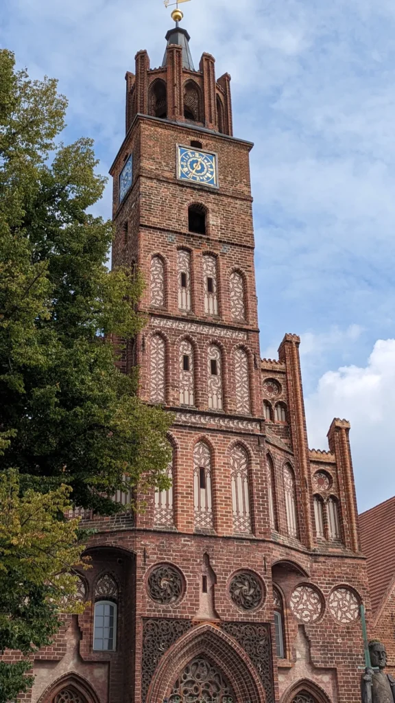 Altstädtisches Rathaus in Brandenburg an der Havel, ein gotischer Backsteinbau mit Staffelgiebel und Uhrturm