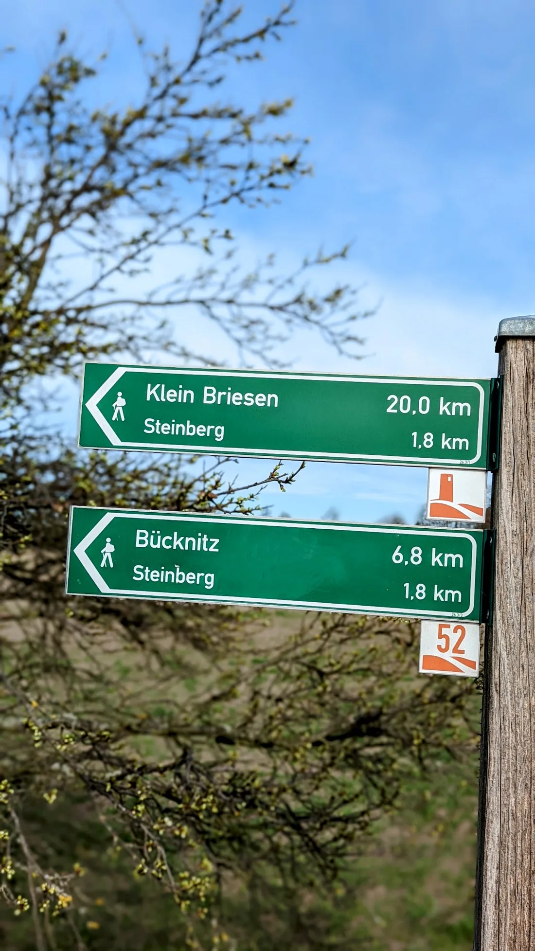 Wegweiser nach Klein Briesen und Bücknitz bei Steinberg