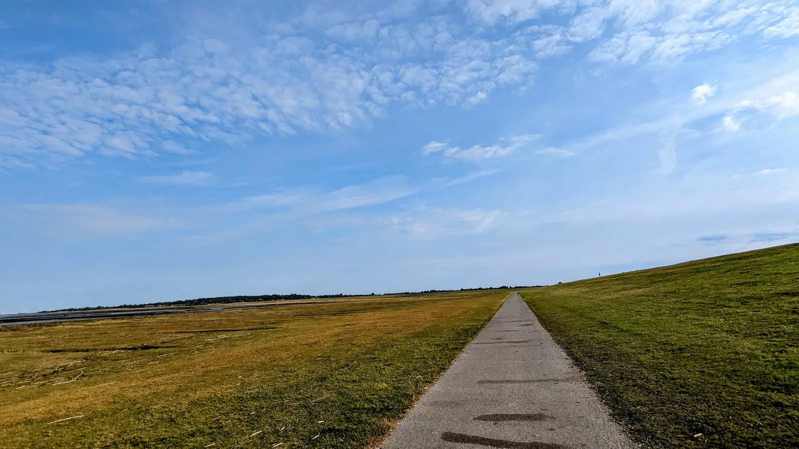 Asphaltierter Weg auf dem Deich bei Husum