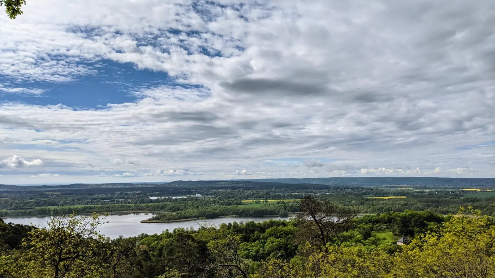 Aussicht vom Pimpinellenberg auf den Oderberger See und das Niederoderbruch
