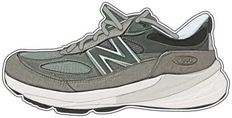New Balance 990v6 in Graugrün, gezeichnet