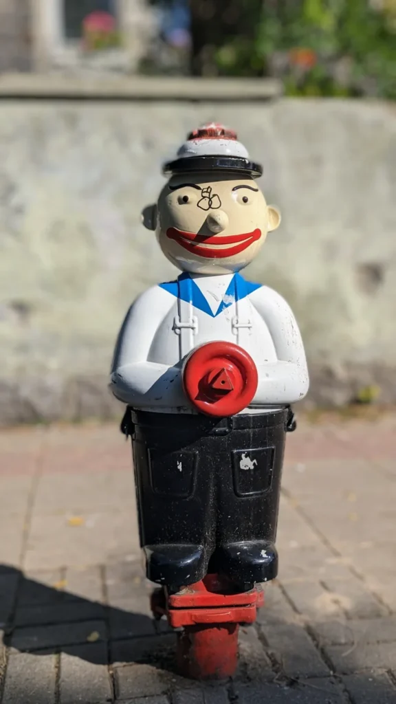 Hydrant, als Matrose bemalt, in der ulica Narutowicza in Świnoujście
